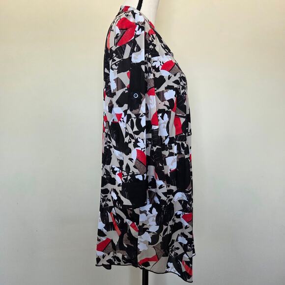 Style & Co 2X Chiffon Tunic Blouse/Dress 3/4 Roll Tab Sleeve Button Front Flowy - Picture 6 of 16